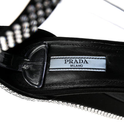 Prada Satin Crystal Triangle Logo 40/135mm Platform Sandals 37 Cristal 8 of 9