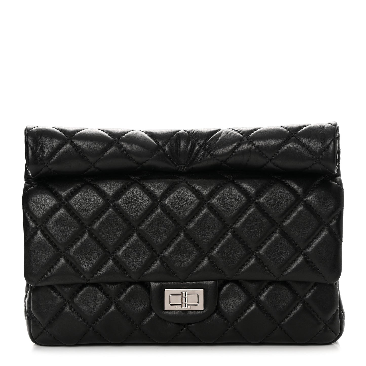 Lambskin Quilted Large Roll 2.55 Reissue Clutch Black
