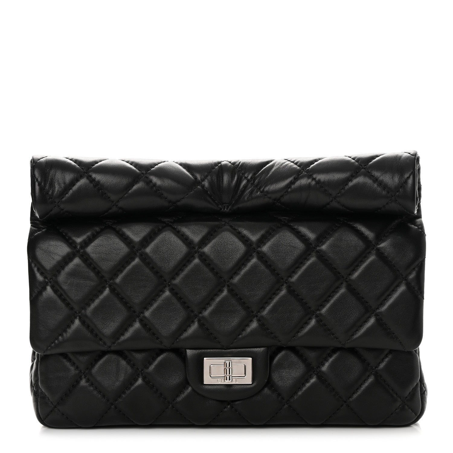Chanel Lambskin Quilted Large Roll 2.55 Reissue Clutch Black 1 of 13