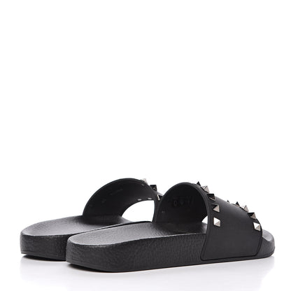 Valentino Garavani Rubber Rockstud Slide Sandals 39 Black 4 of 8