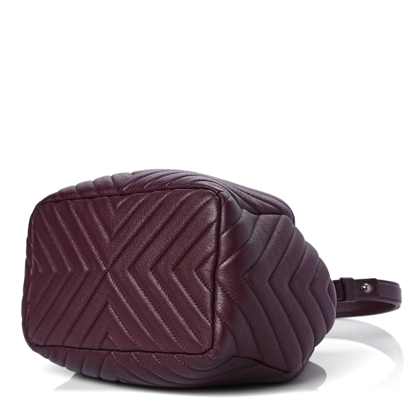 Deerskin Chevron Small CC Chain Bucket Bag Burgundy