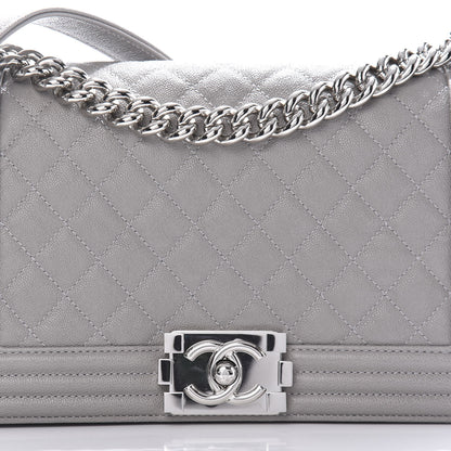 Chanel Caviar Quilted Medium Boy Flap Grey 10 of 11