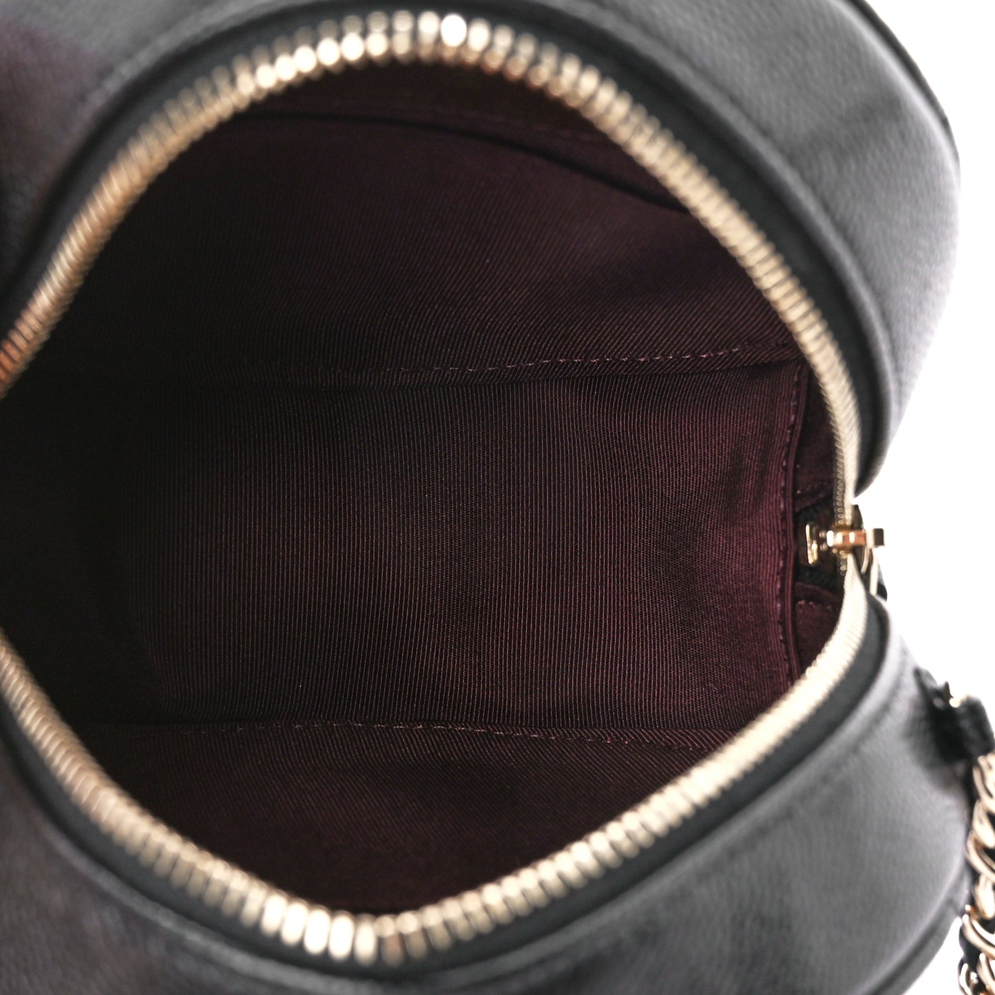 Caviar Quilted Round Clutch With Chain Black