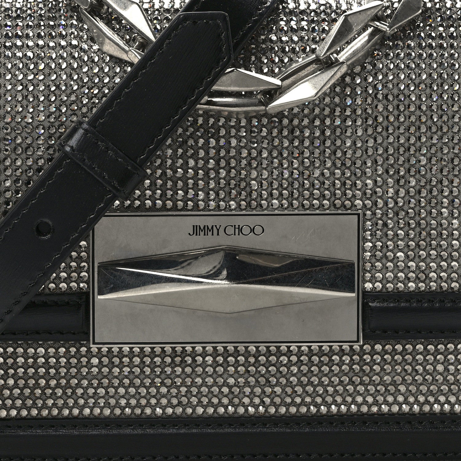 Jimmy Choo Calfskin Crystal Diamond Crossbody Black 7 of 11
