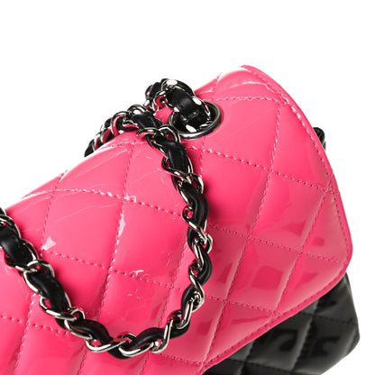 Chanel Patent Calfskin Quilted Bi-Color Mini Rectangular Flap Pink Black 13 of 13