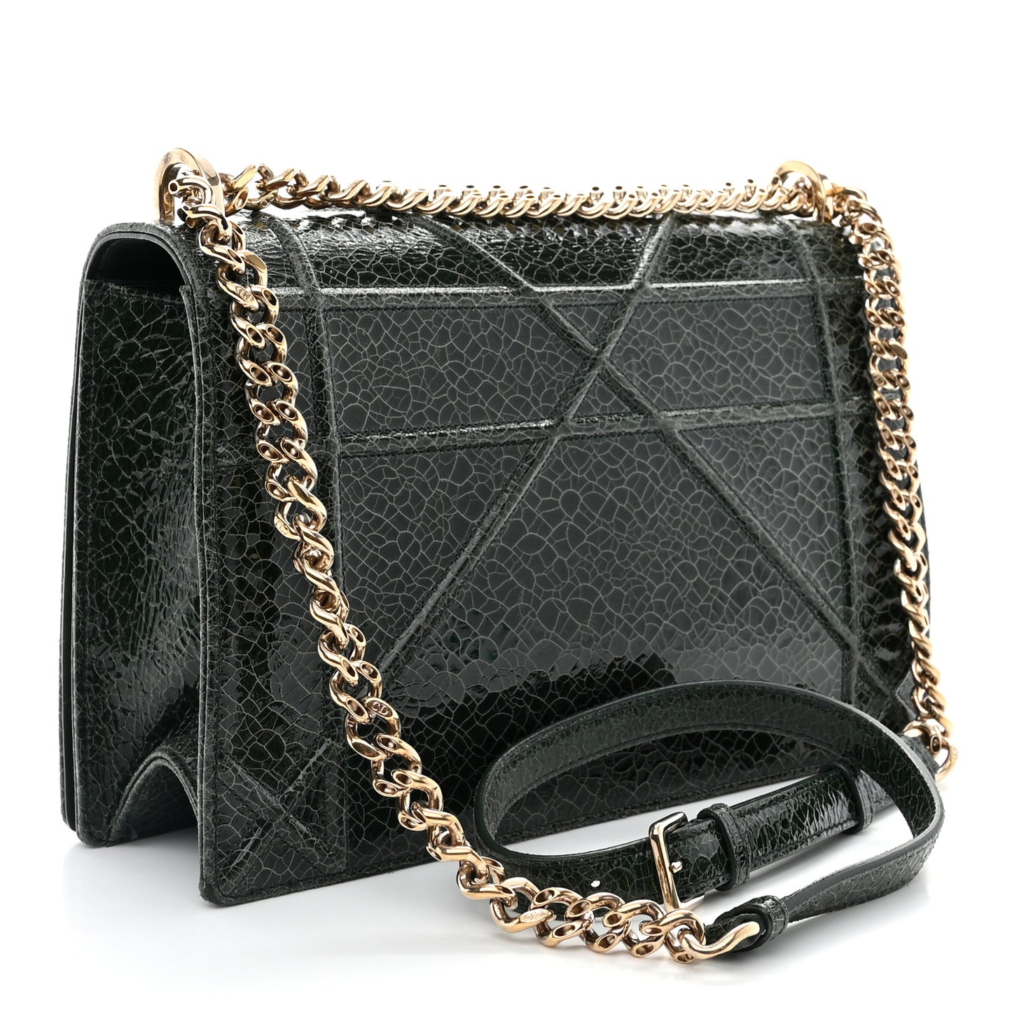 Ceramic Effect Deerskin Large Diorama Flap Bag Malachite Green