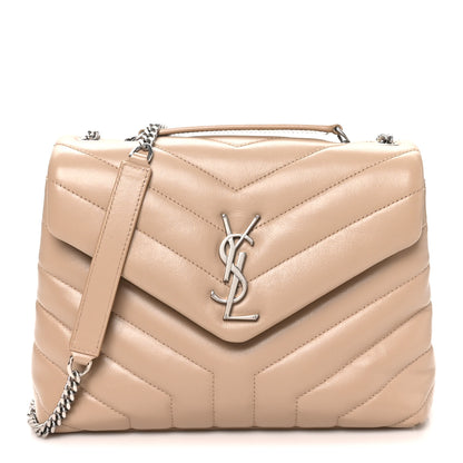 Saint Laurent Calfskin Y Quilted Monogram Small Loulou Chain Satchel Dark Beige 1 of 11