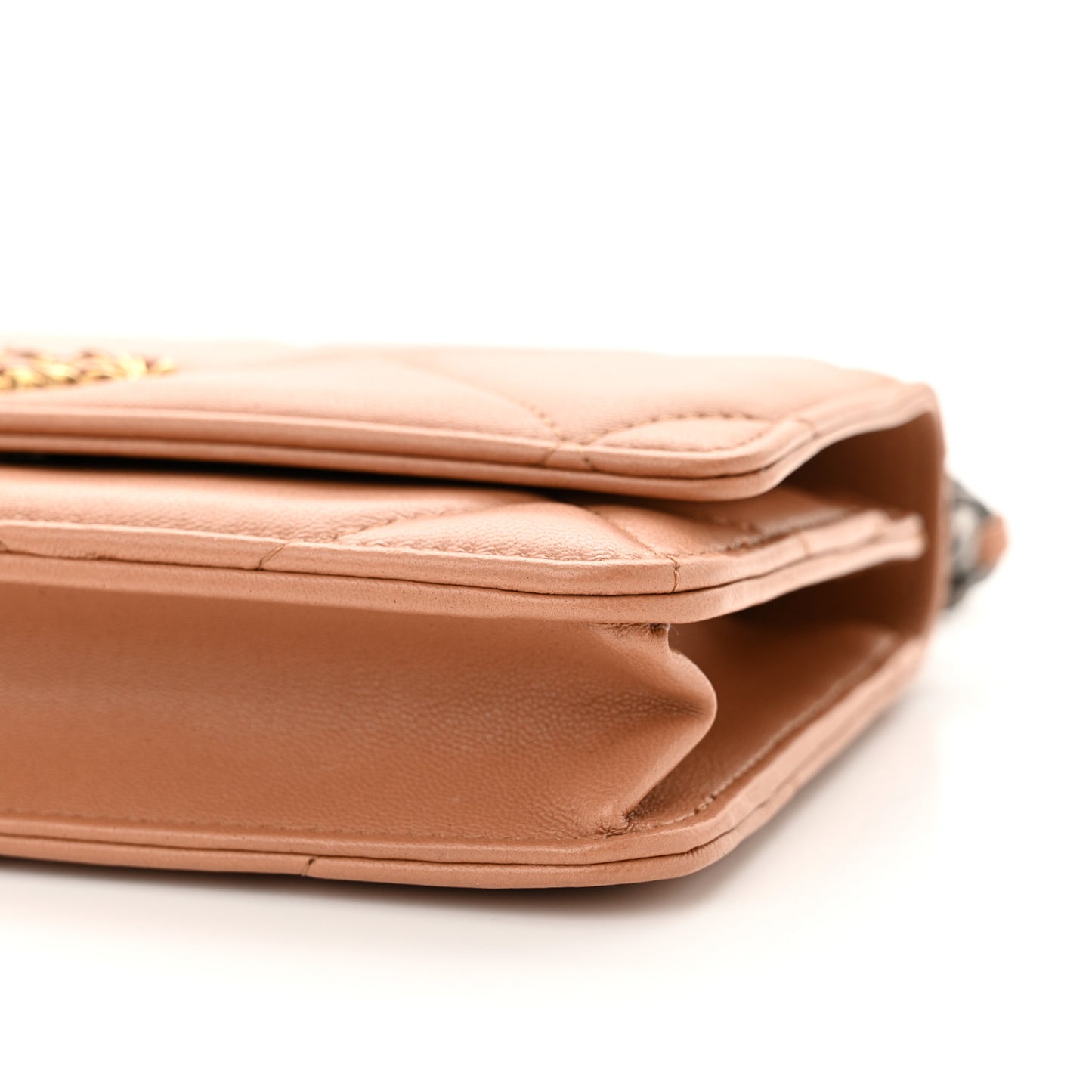 Lambskin Quilted Chanel 19 Wallet On Chain WOC Brown