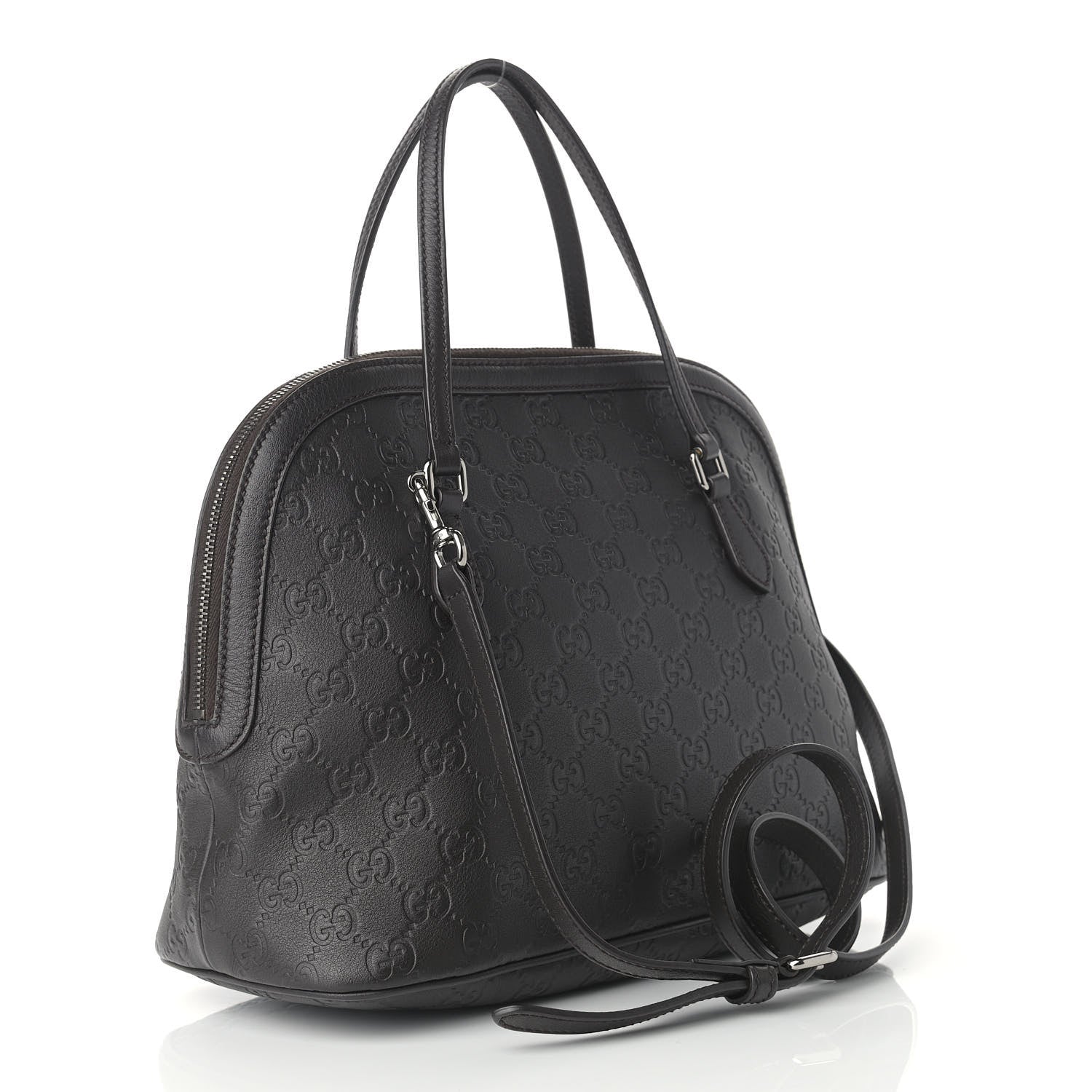 Gucci Guccissima Medium Dome Bag Dark Brown 3 of 9