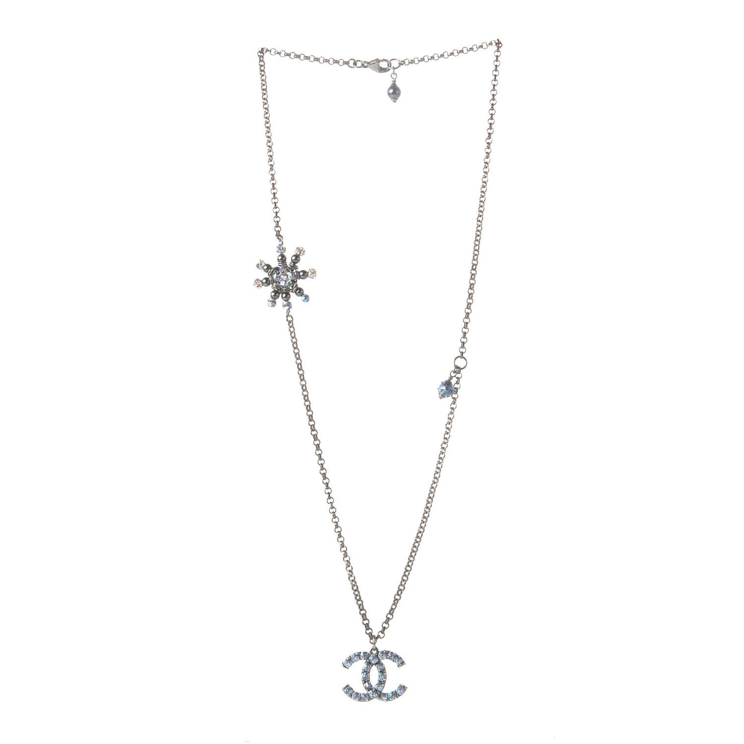 Iridescent Crystal Ruthenium CC Necklace Dark Grey Blue