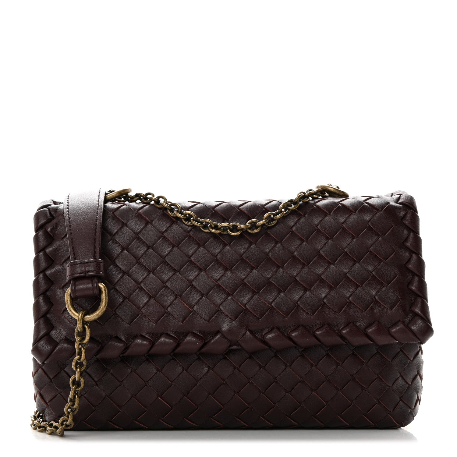 Bottega Veneta Nappa Intrecciato Baby Olimpia Shoulder Bag Dark Barolo 1 of 11