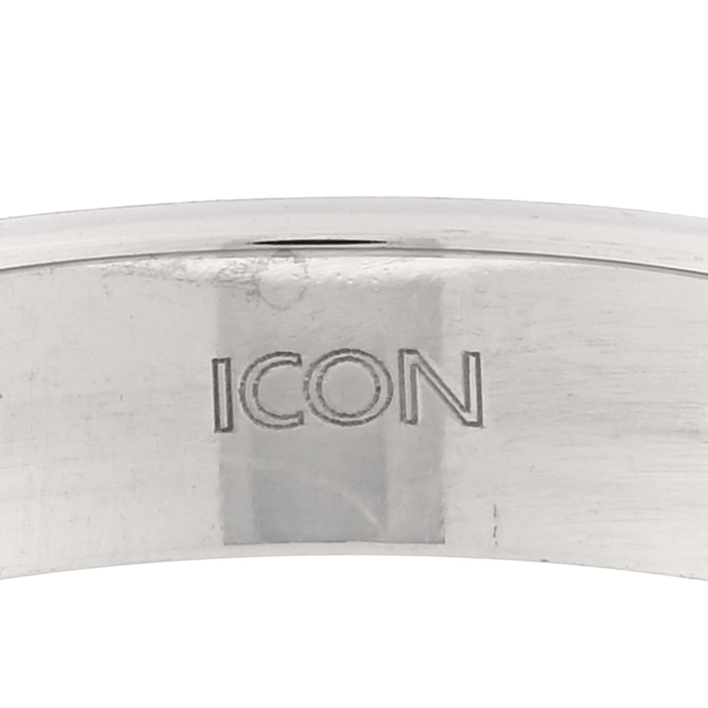 18K White Gold Diamond Icon Band Ring 60 9