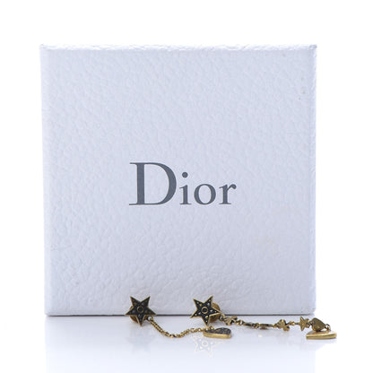 Christian Dior Heart Star Drop Earrings Antique Gold 5 of 5