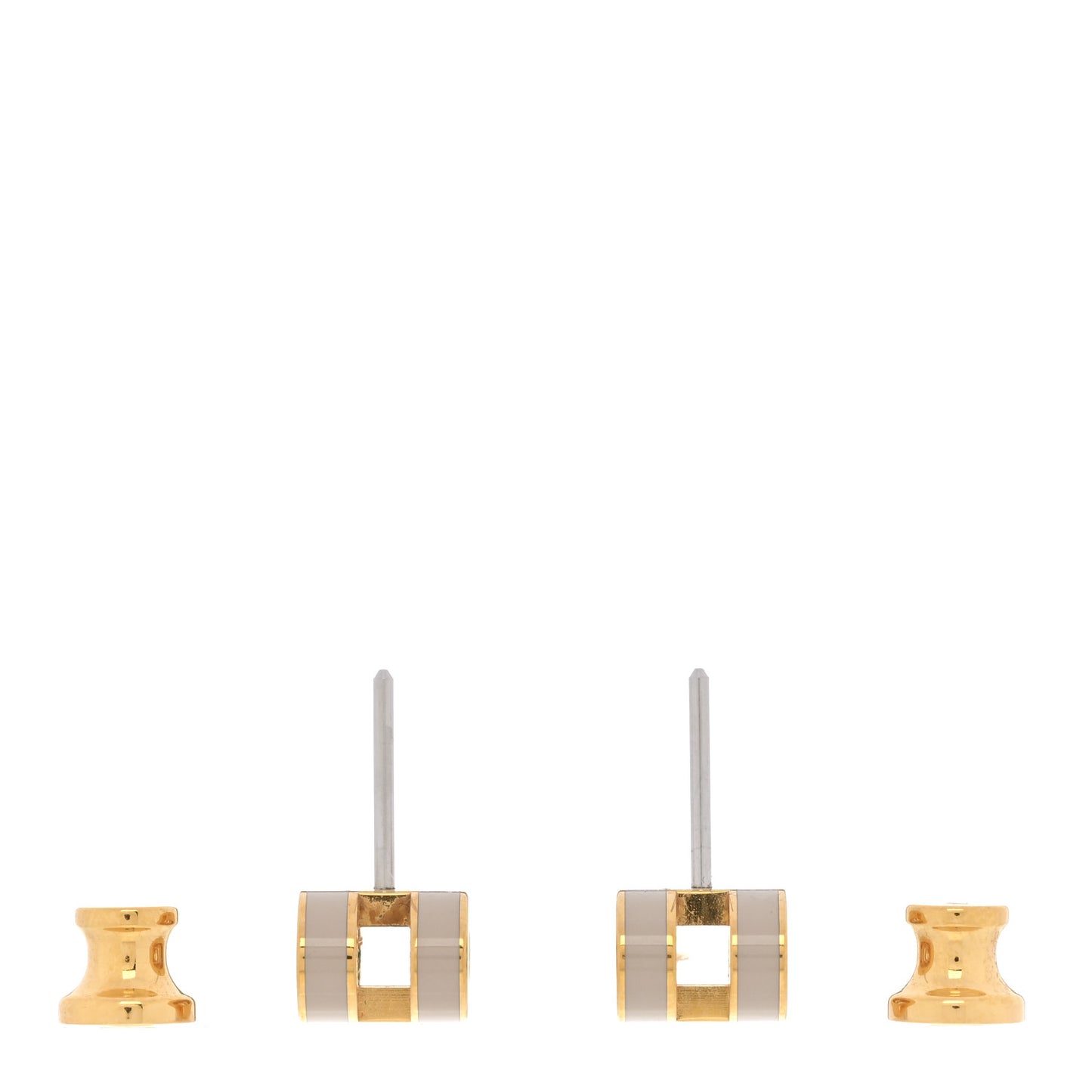Gold Lacquered Mini Pop H Earrings Marron Glace
