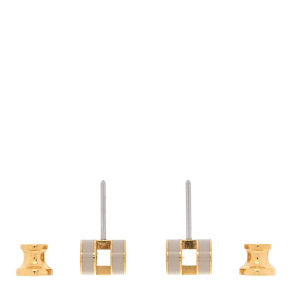 Hermes Gold Lacquered Mini Pop H Earrings Marron Glace 3 of 5