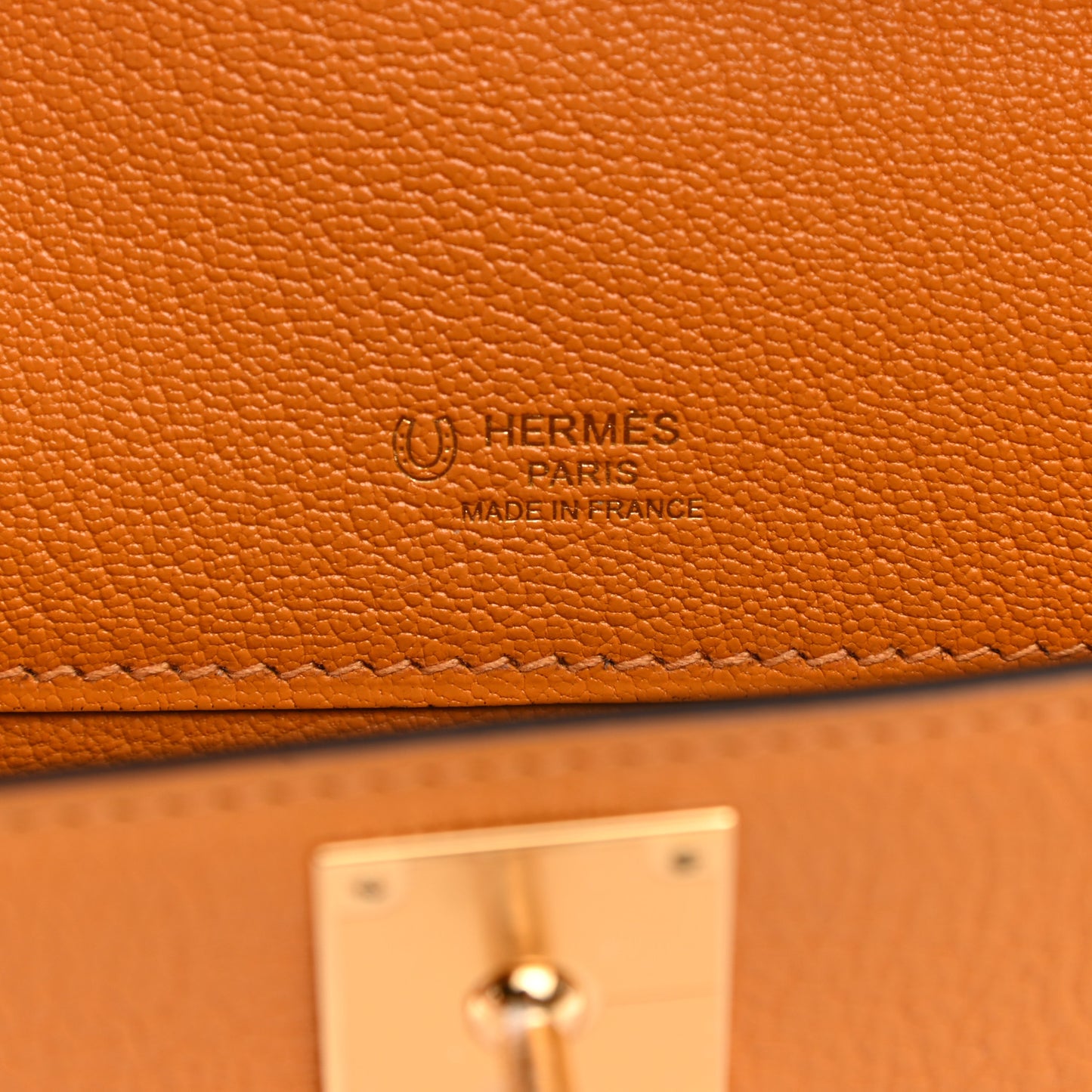 Chevre Mysore Horseshoe Kelly Cut Clutch Pochette Jaune Ambre