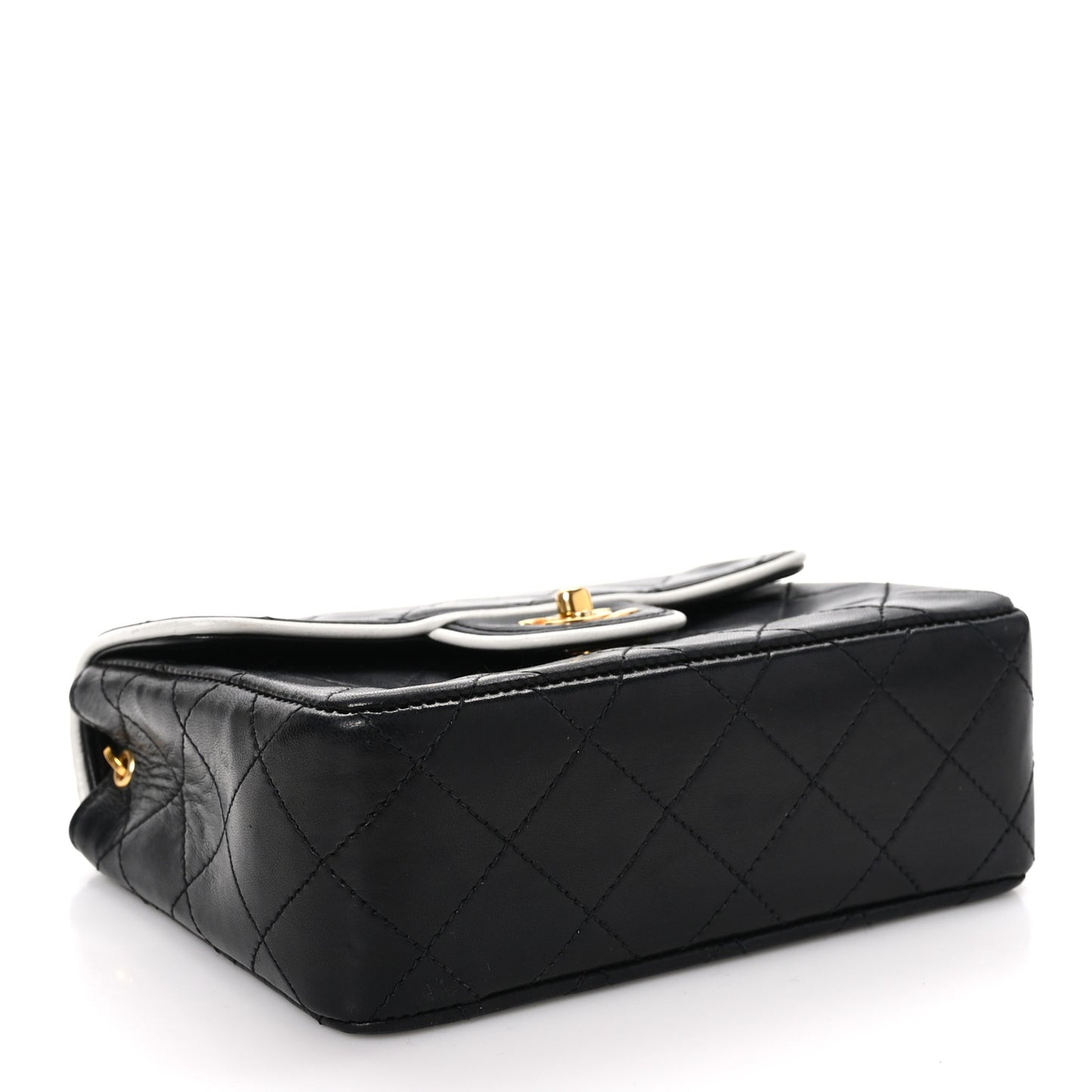 Lambskin Quilted Mini Square Flap Bag Black White
