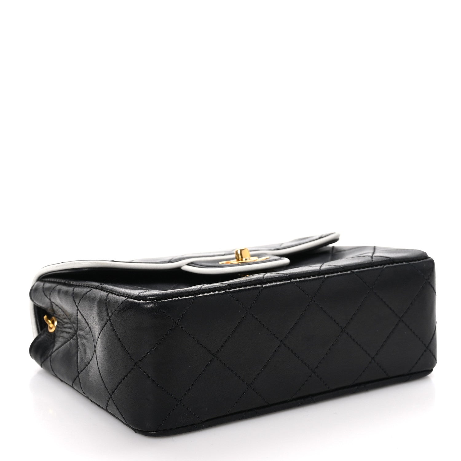 Chanel Lambskin Quilted Mini Square Flap Bag Black White 4 of 11