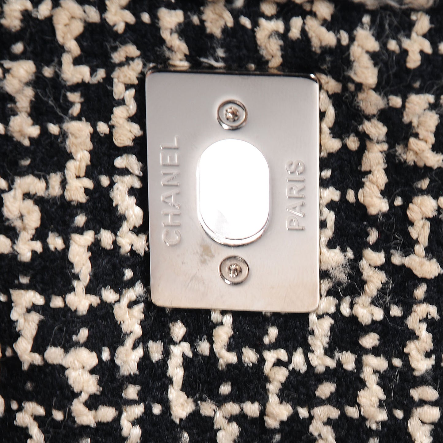 Calfskin Tweedy Flap Black Ivory