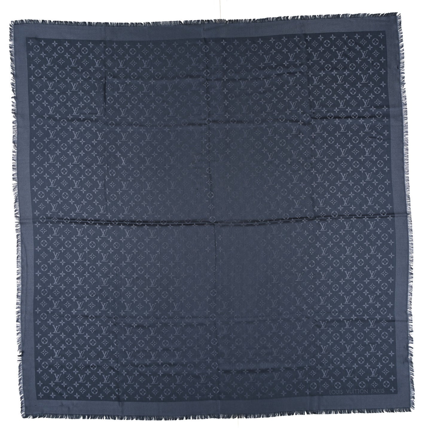 Silk Lurex Wool Monogram Shine Shawl Carbone