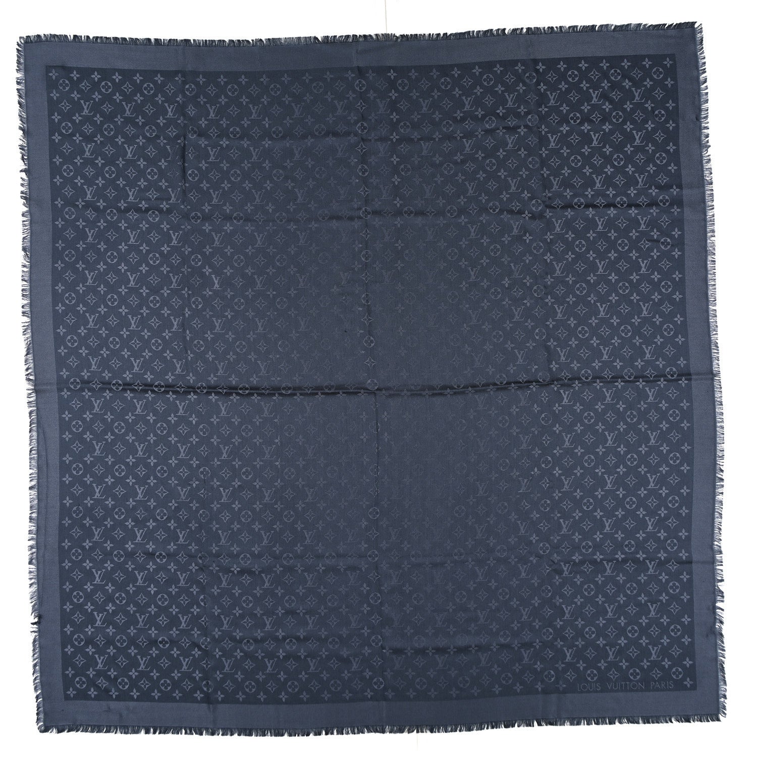 Louis Vuitton Silk Lurex Wool Monogram Shine Shawl Carbone 1 of 4