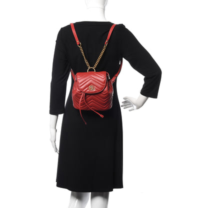 Gucci Calfskin Matelasse GG Marmont Flap Backpack Hibiscus Red 2 of 11