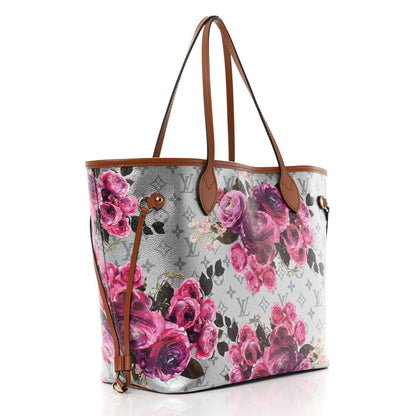 Louis Vuitton Metallic Monogram LV Garden Neverfull MM Silver 4 of 10