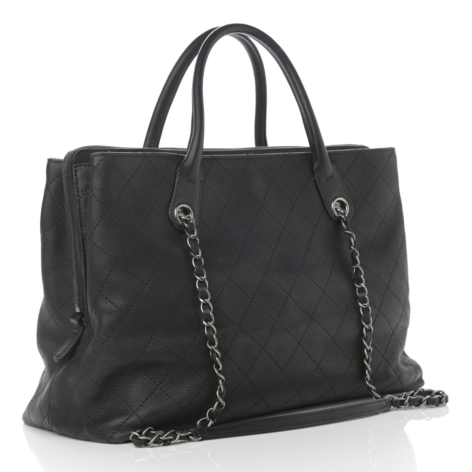 Chanel Grained Vegetal Calfskin Urban Shopping Tote Black 3 of 14
