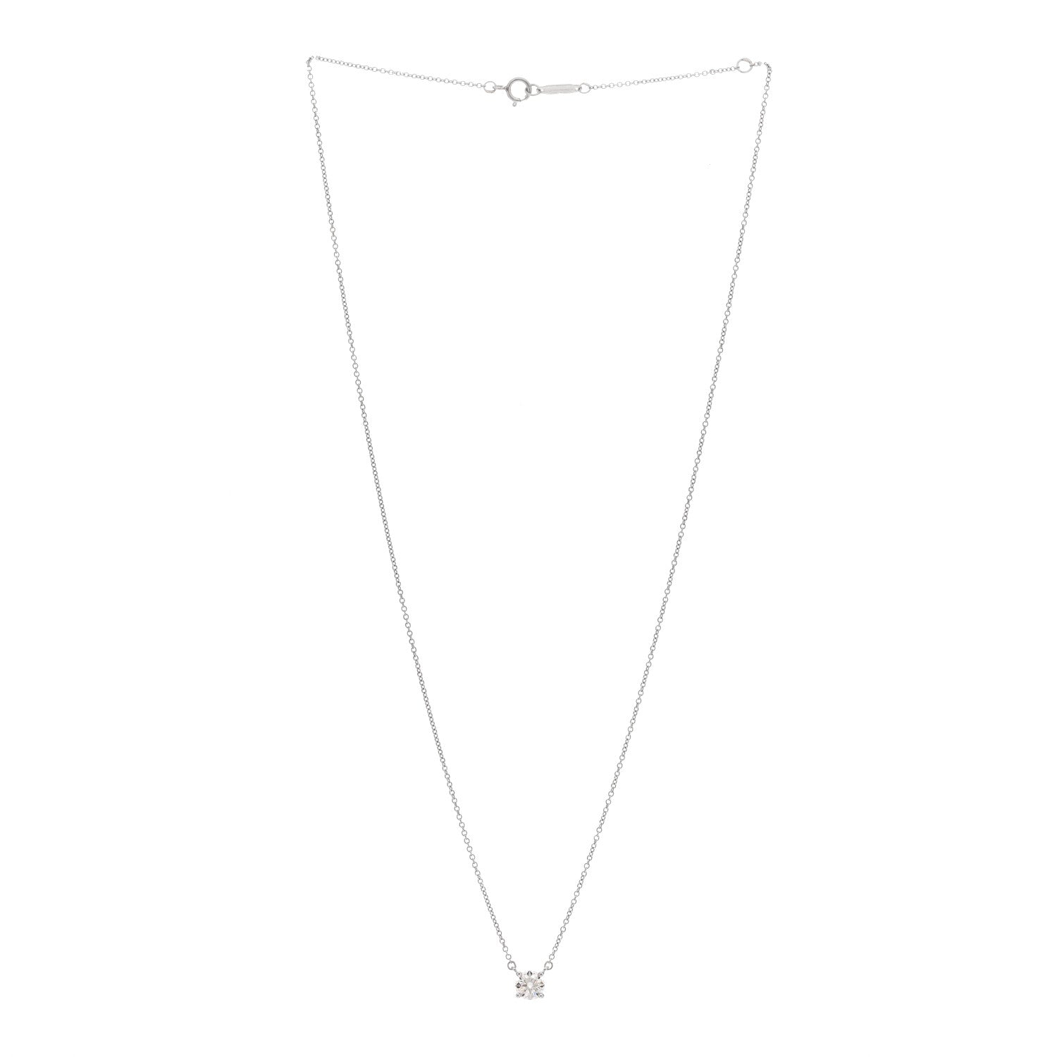 Tiffany Platinum Diamond .66ct Solitaire Pendant Necklace 3 of 6