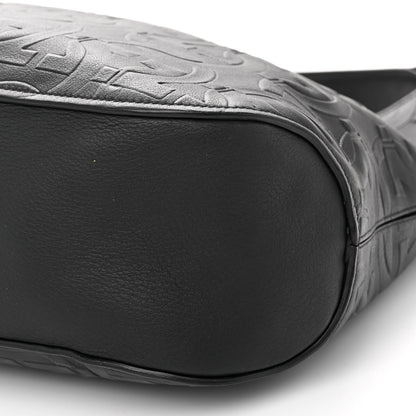 Salvatore Ferragamo Calfskin Embossed Gancini Margot Hobo Black 10 of 10
