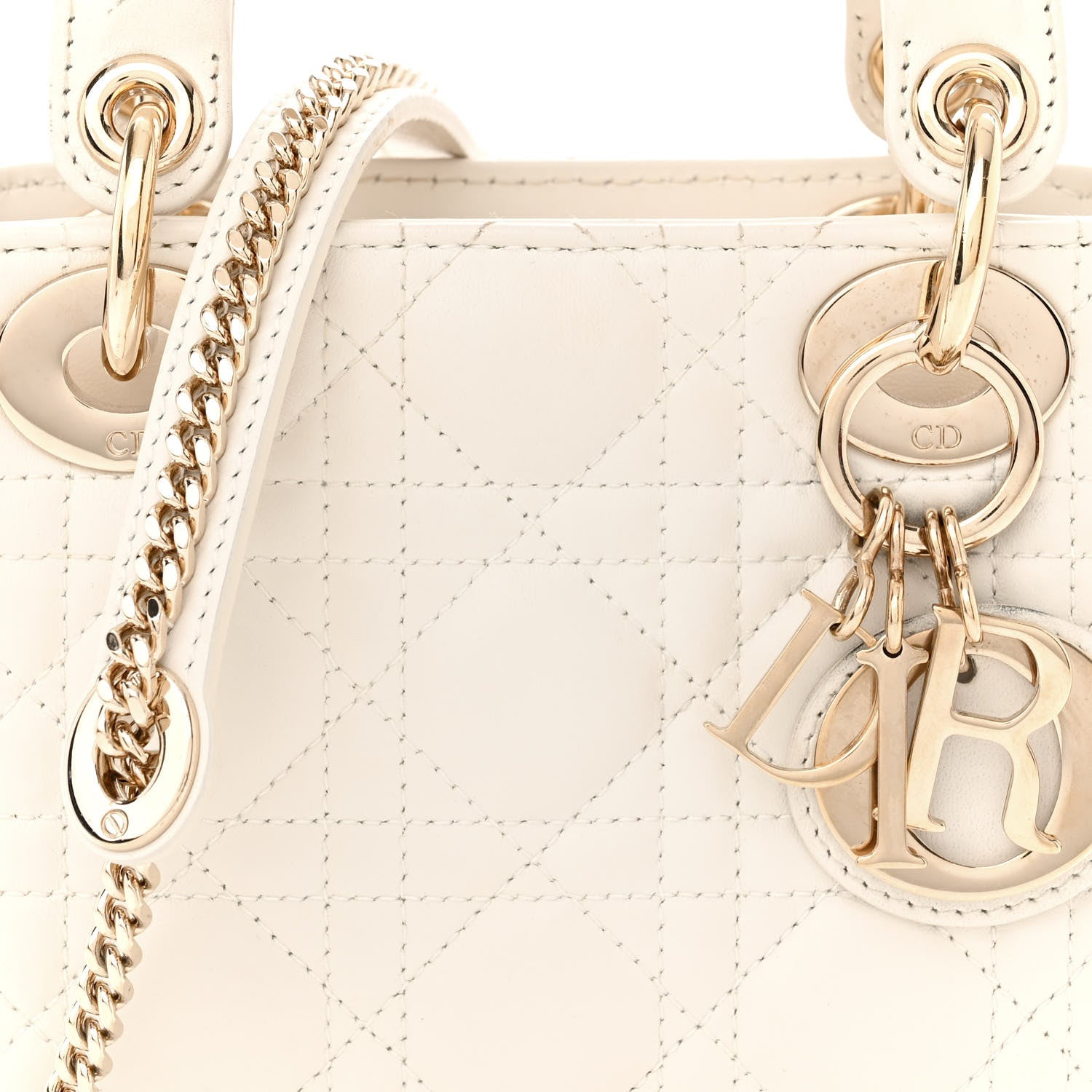 Christian Dior Lambskin Cannage Mini Lady Dior Latte 7 of 14