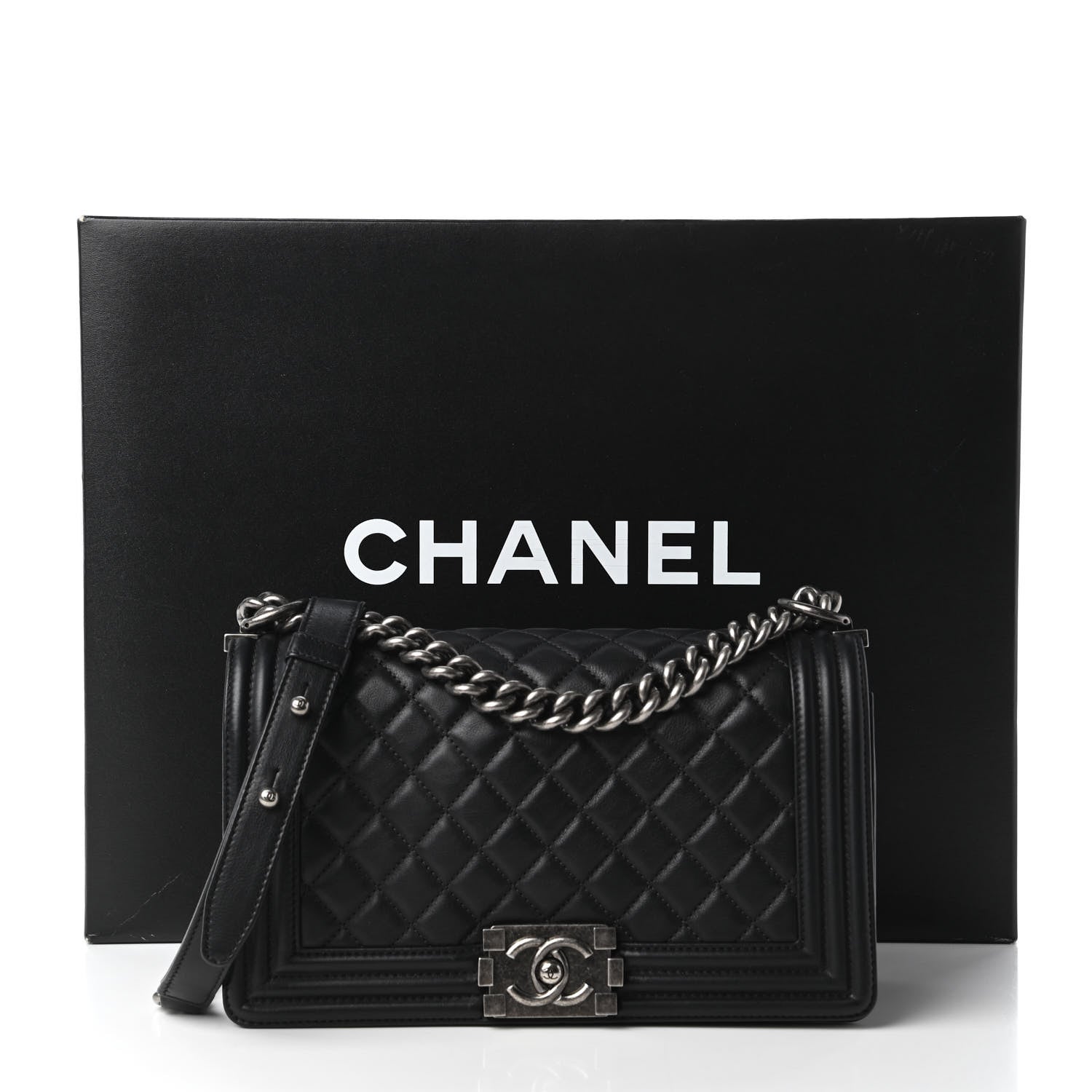 Chanel Calfskin Quilted Medium Boy Flap Black 11 of 11
