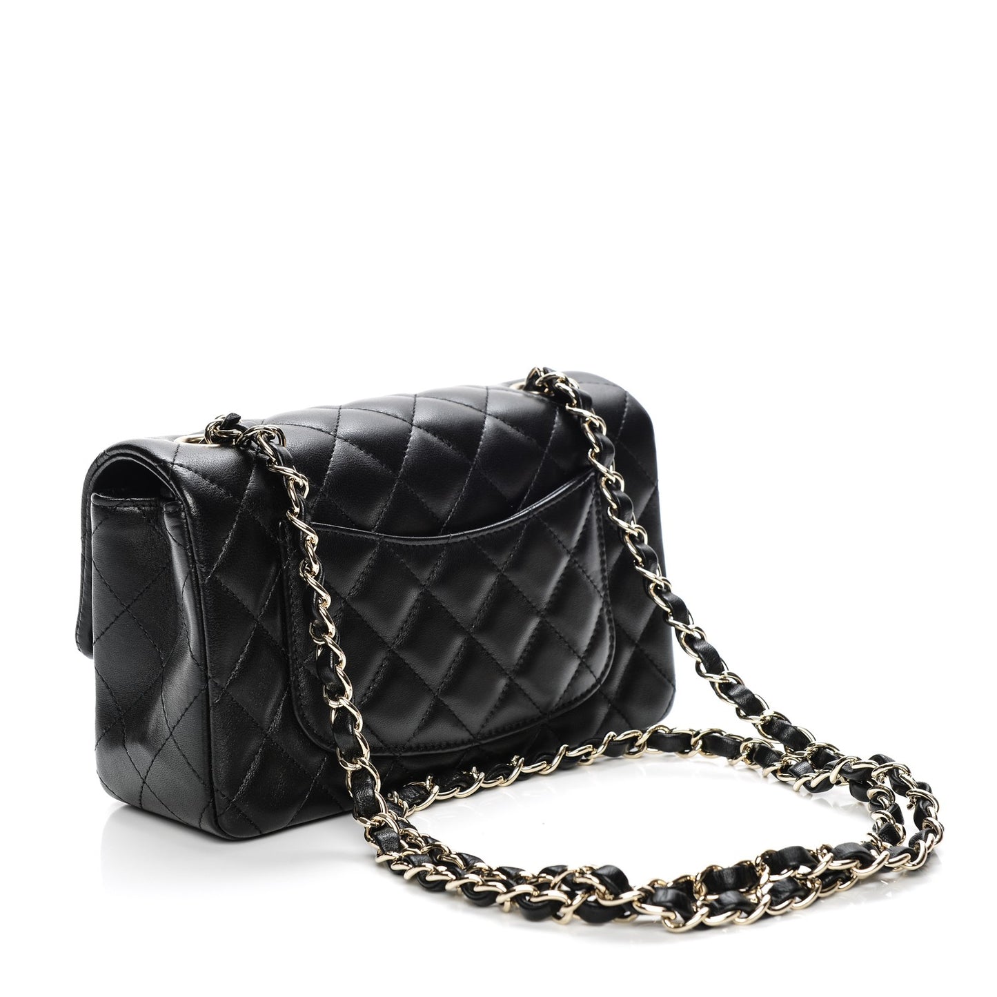 Lambskin Quilted Mini Rectangular Flap Black