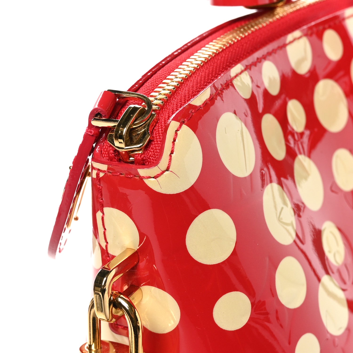 Louis Vuitton Vernis Kusama Infinity Dots Lockit MM Red 11 of 11