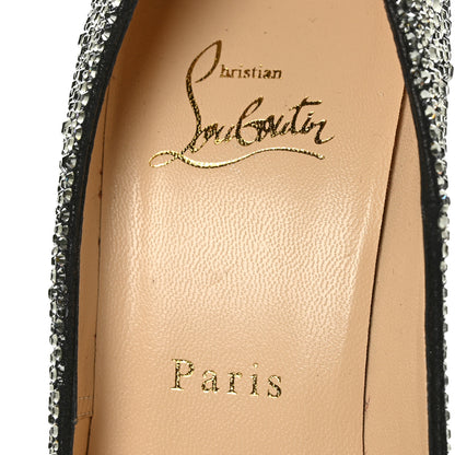 Christian Louboutin Suede Crystal Sexy Strass Peep Toe Pumps 37.5 Black Diamond 6 of 7