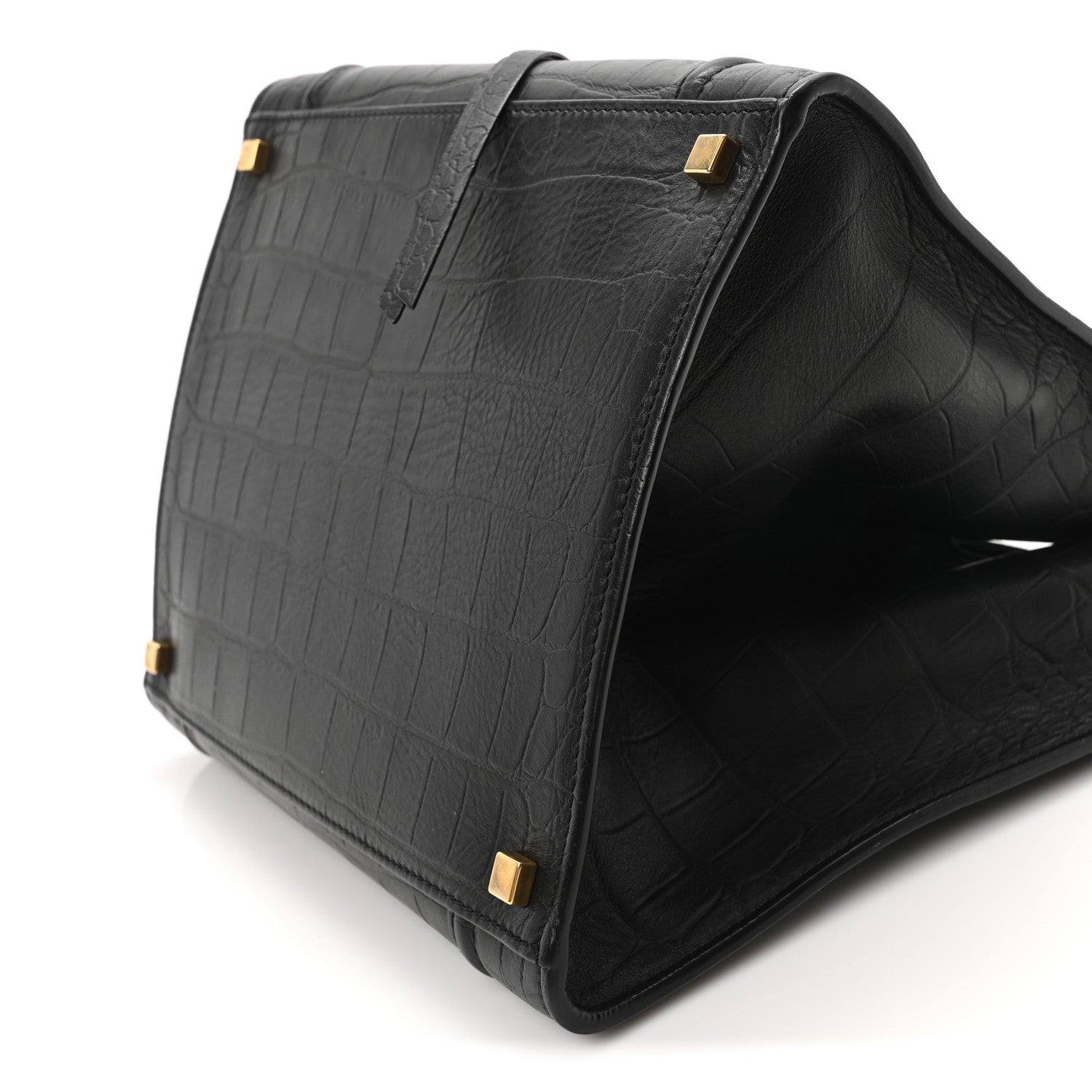 Celine Crocodile Embossed Calfskin Medium Phantom Luggage Black 9 of 9