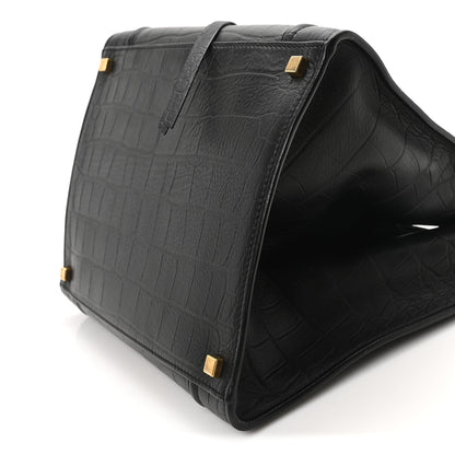 Celine Crocodile Embossed Calfskin Medium Phantom Luggage Black 9 of 9