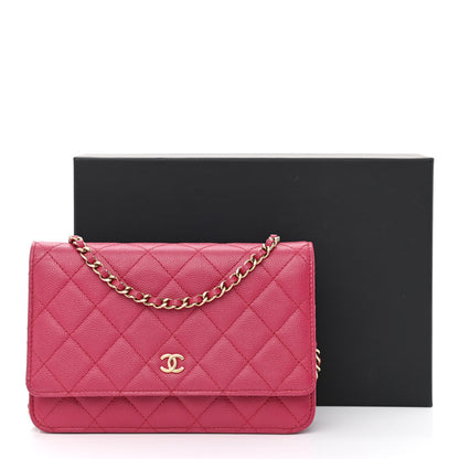 Chanel Caviar Quilted Wallet On Chain WOC Dark Pink 13 of 13