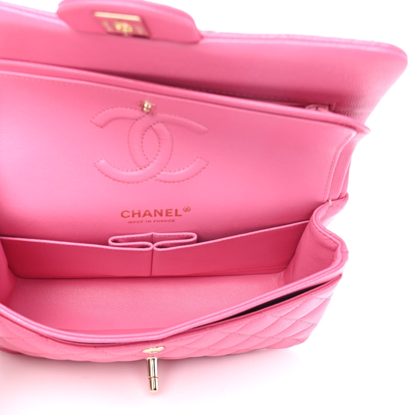 Caviar Quilted Small Double Flap Pink
