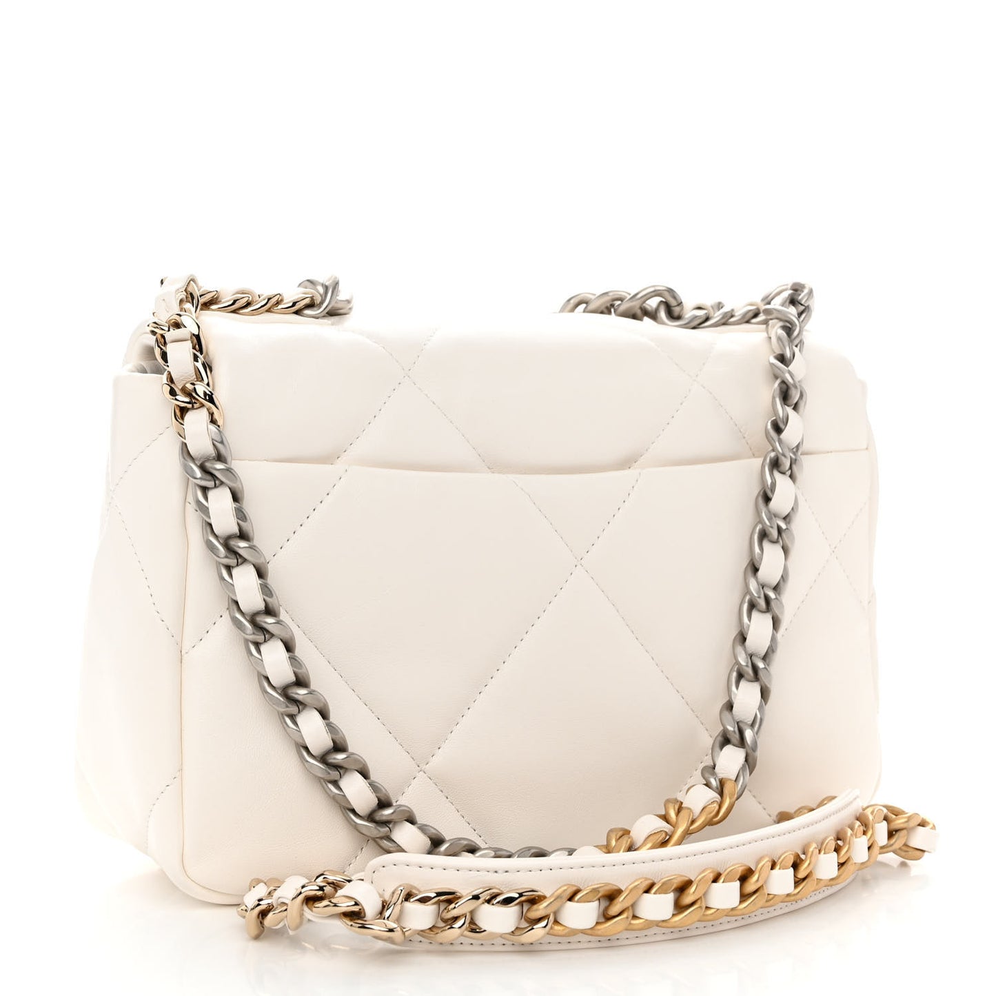 Lambskin Quilted Medium Chanel 19 Flap White