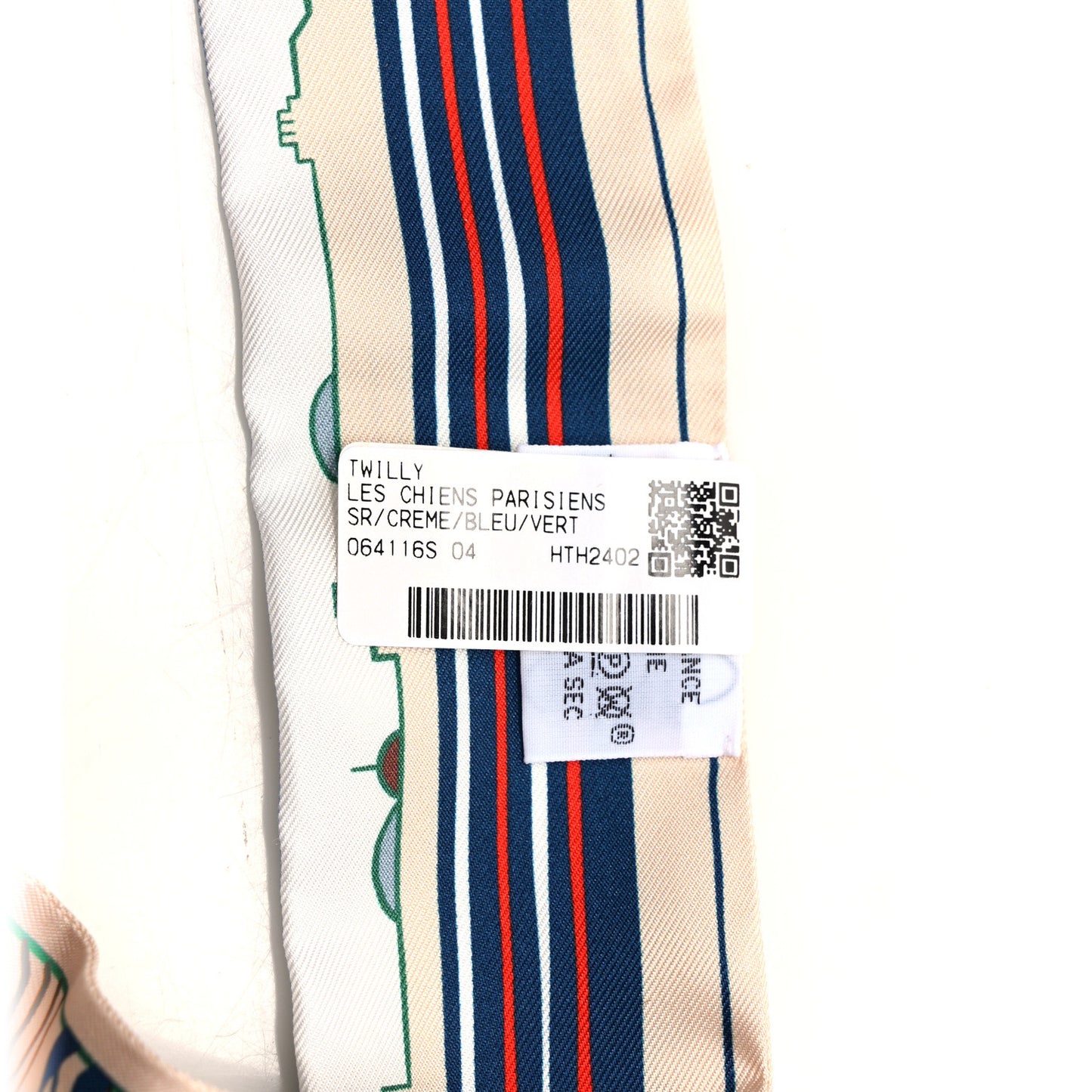 Silk Les Chiens Parisiens Twilly Creme Bleu Vert