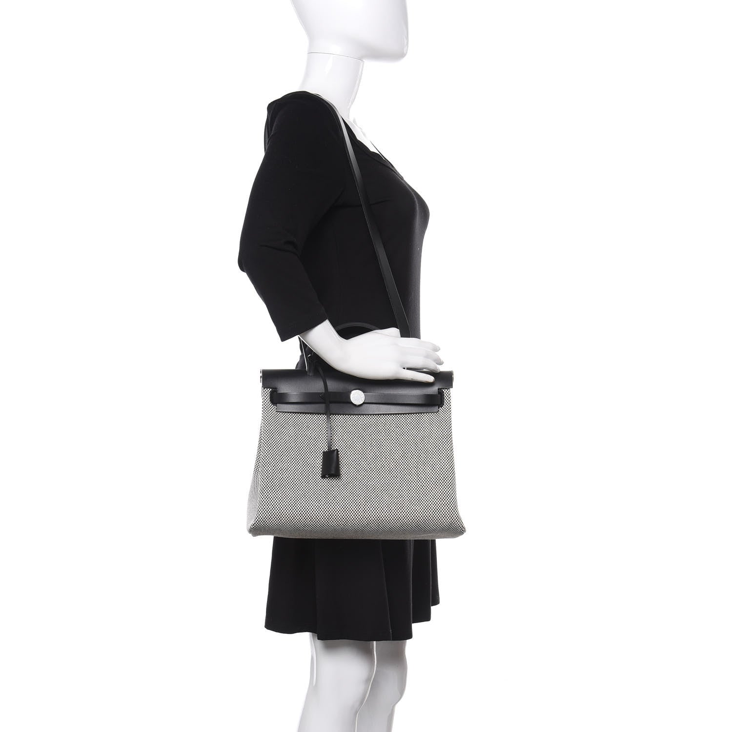 Hermes Vache Hunter Criss Viking Herbag Zip Retourne 31 PM Ecru Black 2 of 13