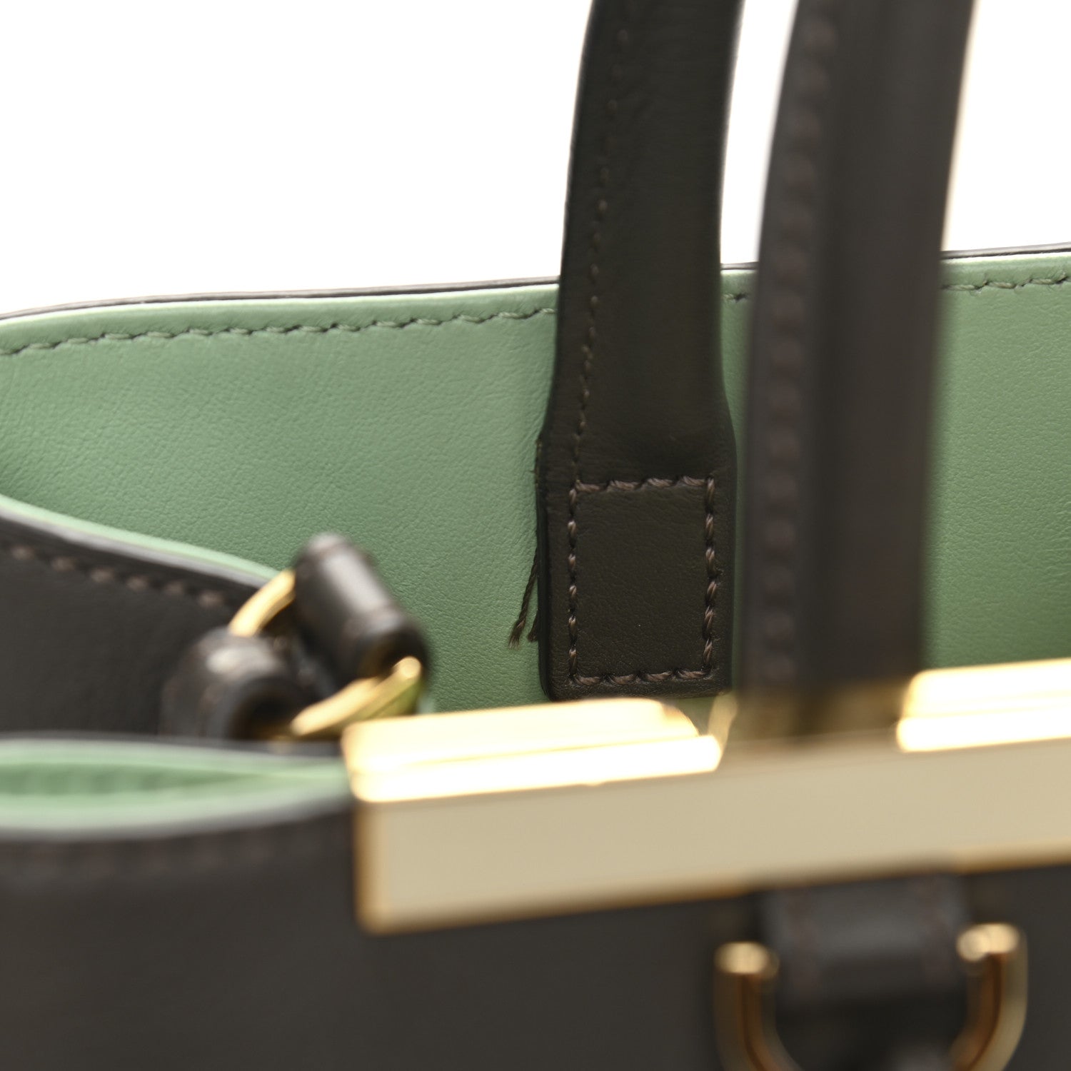 Fendi Vitello Dolce Petite 2Jours Tote Verde Prato Menta 9 of 16