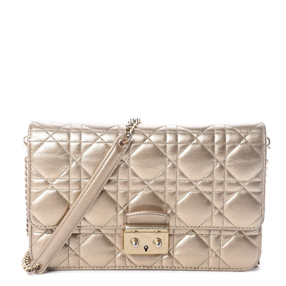 Christian Dior Metallic Lambskin Cannage Miss Dior Promenade Pouch Gold 1 of 9