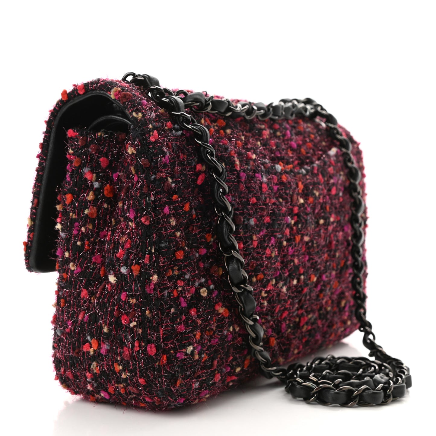 Tweed Quilted Medium Double Flap Multicolor