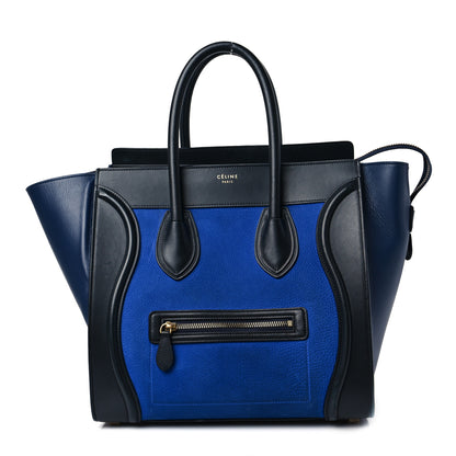 Celine Nubuck Smooth Calfskin Mini Tri-Color Luggage Bright Blue 1 of 12