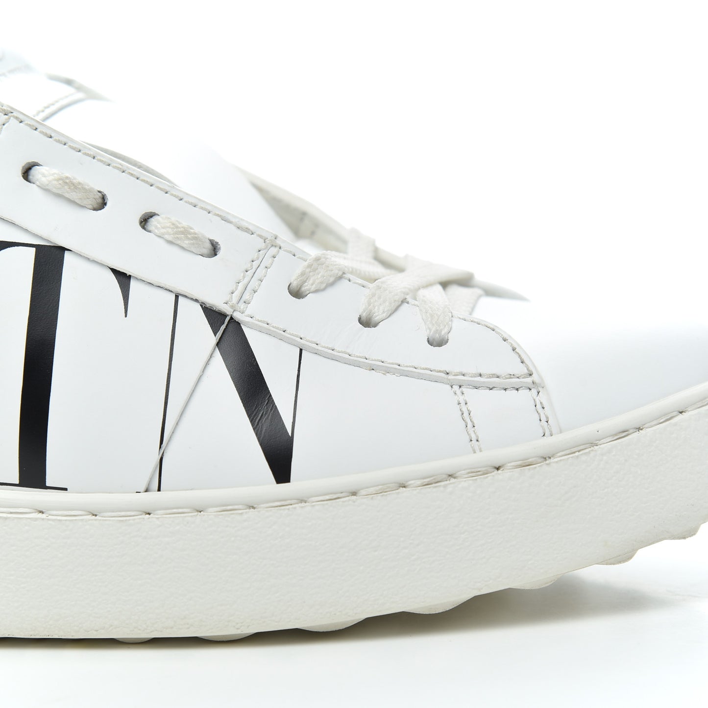 Calfskin VLTN Rockstud Open Sneakers 36 White