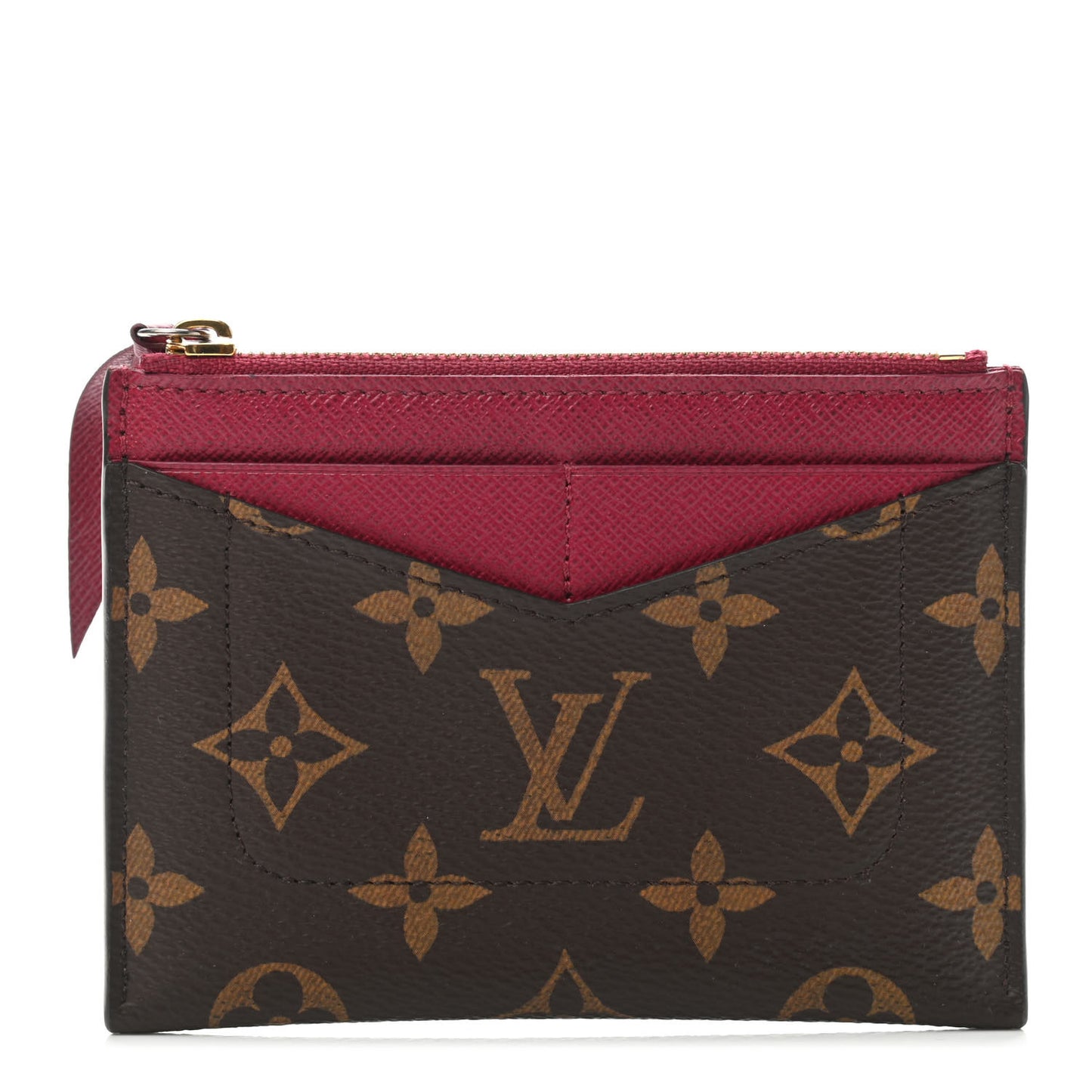 Monogram Zipped Card Holder Fuchsia