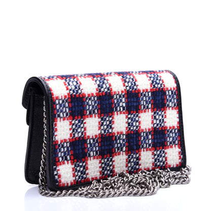 Gucci Vintage Tweed Check Super Mini Dionysus Shoulder Bag White Hibiscus Red Marine 3 of 12