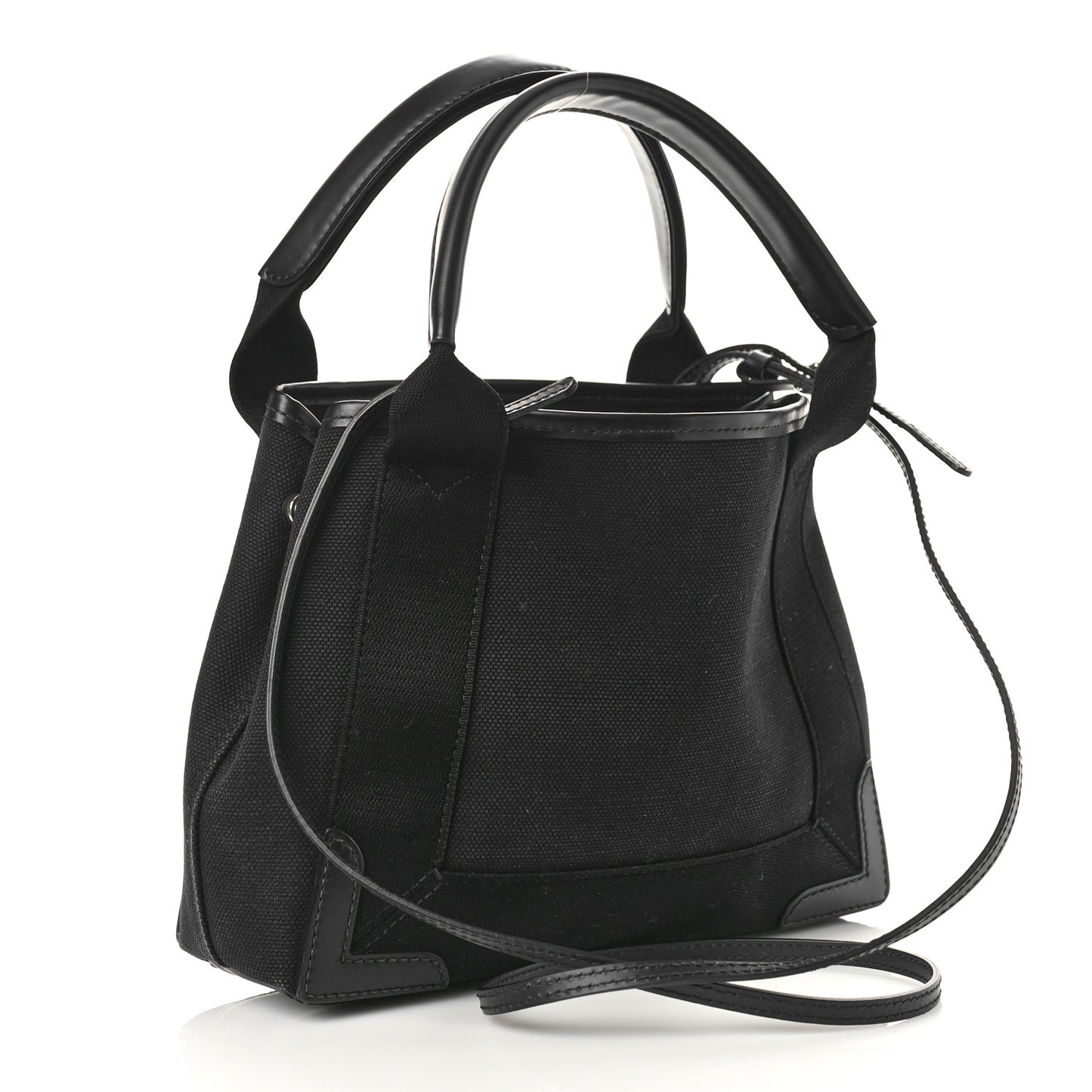 Cotton Canvas Calfskin Navy Cabas XS Black